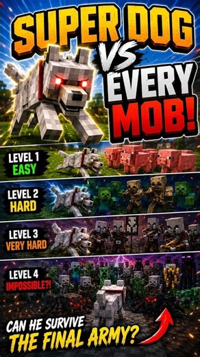 Minecraft Super Dog vs EVERY Mob! 🐺😱