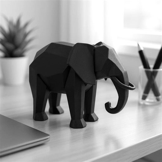 Modern 3D Printed Elephant Statue – Geometric Polygonal Decor - Etsy
