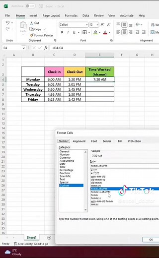How to subtract two times to get the total amount of time for timesheets in Excel! #excel #exceltips #exceltraining #sheets #accounting #finance #googlesheets #student #tutorial #excelhacks #exceltipsandtricks #exceltricks