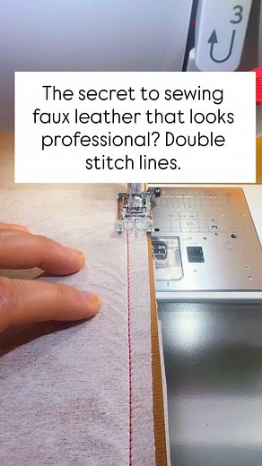 The first time I sewed with faux leather, I noticed something that made me cringe a little — every stitch hole stood out, and it looked like the seam was tearing right through. No matter how careful I was, the finish just didn’t look professional. Then I tried this: a slightly longer stitch length to start, and sew a second line of stitches right next to the first, with the same stitch length. Suddenly, those “tear marks” disappeared. The seam looked clean, strong, and store-bought. One tiny adj