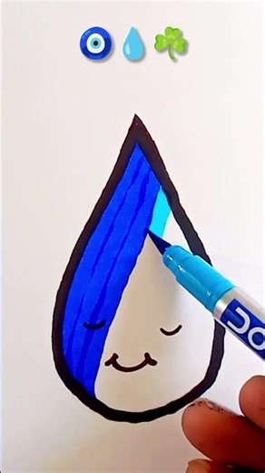 Cute Water Drop Drawing 💧✨ | Satisfying Blue Coloring Art 🎨
