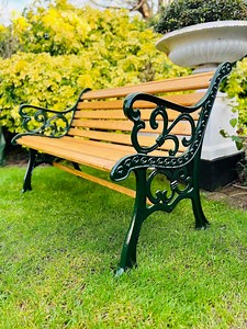 Fully Restored Cast Iron Garden Bench With Oiled Oak Slats Vintage Green - Etsy UK