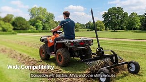 VEVOR 48in Tow Behind Landscape Rake, Pull Behind Lawn Rock Rakes for ATV Mower Tractors, 24 Durable Steel Tines, Adjustable Height & Angle, Heavy Duty Dethatcher Rake for Leaves Debris
