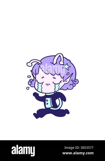 stretching up animation of a cartoon crying alien girl Stock Video Footage - Alamy