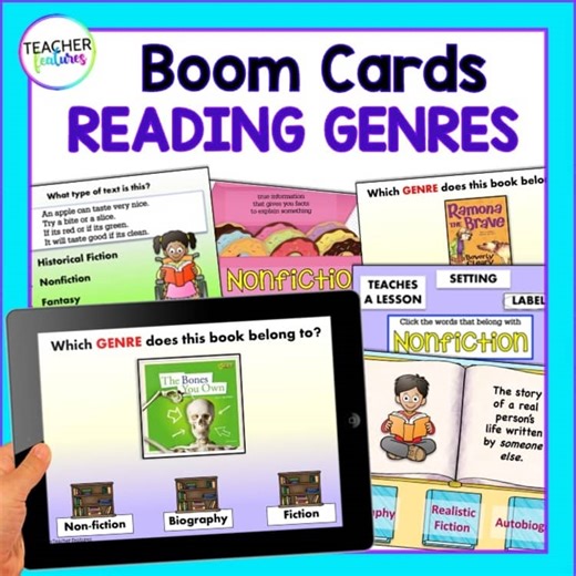 Reading Genres and Reading Comprehension Strategies - Boom™ Cards for 2nd Grade