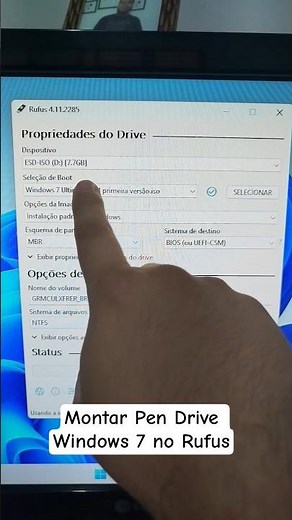 Montar Pen Drive Windows 7 no Rufus