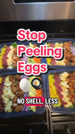 Stop peeling eggs! Just scramble & add to your salad. #MealPrepHack #HealthyEating #EggHack #NoPeelEggs #QuickMeals