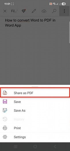 How to convert Word to PDF in Word App #shorts #wordtips #viral