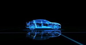 Abstract animation of a futuristic car in 4K UHD 3d render