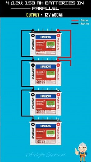 How To Connect Four 12 Volt Batteries In Parallel #shorts #shortsfeed #youtubeshorts