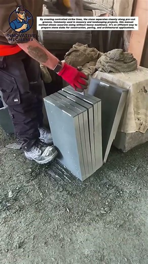 Manual Stone Splitting Technique – Precision Granite Block Cutting