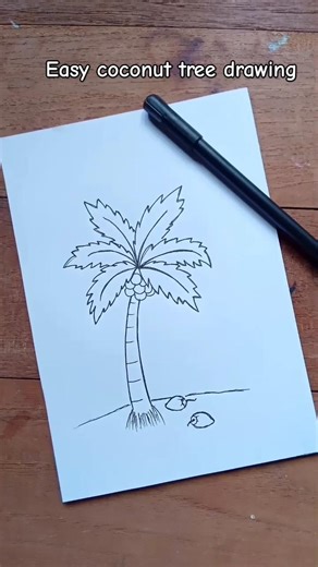 Simple steps to draw a coconut tree #shorts #art #drawing #painting #easydrawing