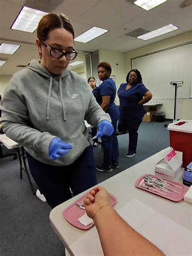 Since you guys love the skills videos!! Here is one of my new student from night class doing their first Intradermal injection!!! More videos to come. A lot of people may have comments about this. Just know this is their first time doing it. Allow them to practice. Remember you were a student once and everyone teaches differently. We all work in healthcare so let’s just support each other and if you know a different method you can mentioned it and if it’s safer for the patient then it’s better. 
