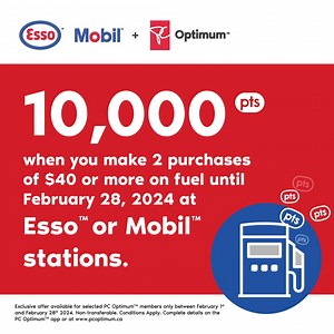 2.7K views · 213 reactions | Pump up your PC Optimum™ points total with this exclusive offer when you fuel up at Esso™ or Mobil™ gas stations. | PC Optimum | Facebook