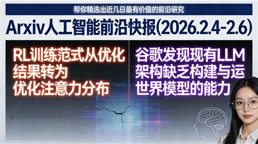 Arxiv人工智能前沿快报(2026.2.4-2.6)：强化学习新范式直指模型注意力 | 研究揭示现有大模型架构难以调用上下文知识来建立世界模型