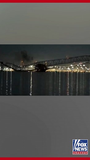 4.1M views · 32K reactions | ‘DIRE’ EMERGENCY: Horrifying moment cargo ship hits Baltimore bridge, causing it to collapse and send cars plummeting into water. https://trib.al/yqOmqNK | Fox News | Facebook