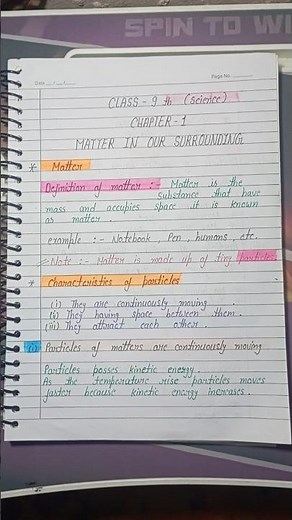 Matter in our surroundings class 9 science chapter 1 notes | #science #shorts #shortsfeed