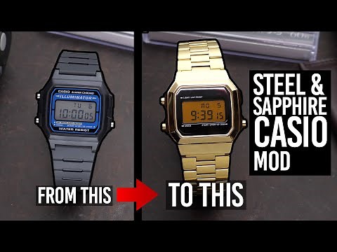 Turning a $15 plastic Casio into a Luxury Digital watch - NEW A-168/F-105 Mod kits from SKXMod