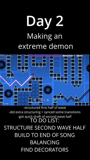 DAY 2 OF MAKING AN EXTREME DEMON IN GD #gd #extremedemon #spacelaces #layout #help #shorts