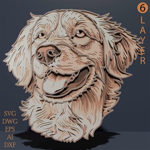 Golden Retriever Multilayer SVG. Laser Cut File. Layer Construction. Plywood Cutting. CNC. Mandala Plywood - Etsy