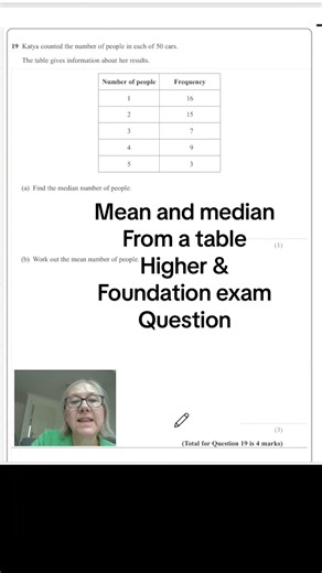 Finding mean and median from a table of values GCSE maths question from foundation & higher Edexcel paper #maths #gcse #revision #fy #fyp