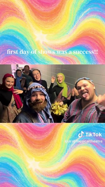 We had SO much fun today! Can’t wait for the rest!! 🩷🧡💛💚💙💜 #amtneversleeps #arabmusicaltheatre #amt #josephandtheamazingtechnicolordreamcoat #openingnight