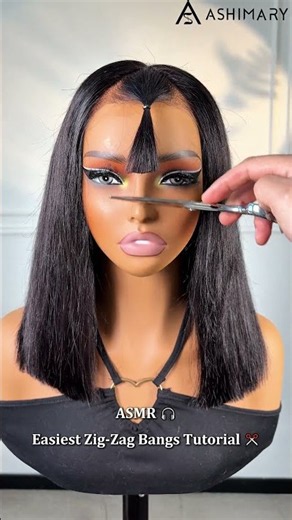 ASMR 🎧 Easiest Zig-Zag Bangs Tutorial ✂️#ashimaryhair#wigs #shorts#wigtutorial #style #how