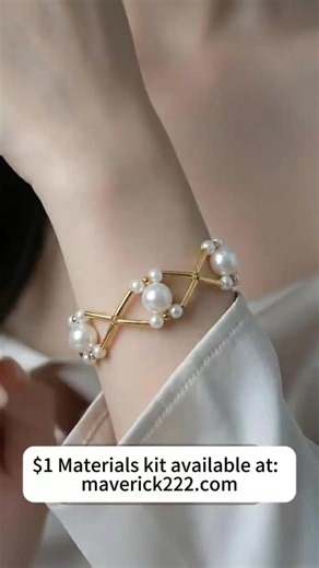 DIY French "Golden Waltz" Bracelet | Pearl & Gold Tube Bead Geometry ✨