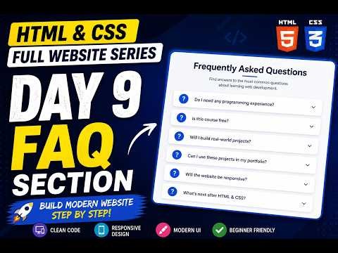 Build FAQ Section with HTML & CSS | Day 9 | Complete Website Series
