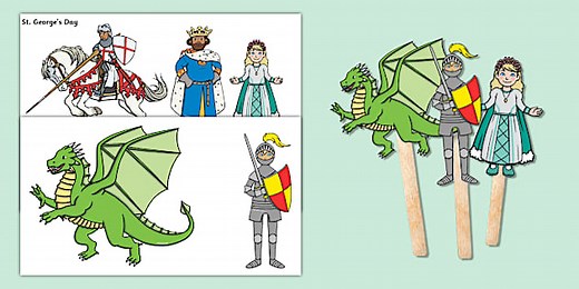 St. George's Day Stick Puppets