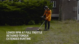 Extend the runtime on your Husqvarna Battery trimmer with savETM mode When working in light grass, simply push the savETM mode button on your Husqvarna battery trimmer to lower the RPM for an extended runtime | Husqvarna