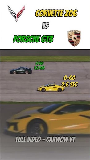Porsche GT3 vs Corvette Z06 DRAG RACE ! #carshorts #car #dragrace #fastcars