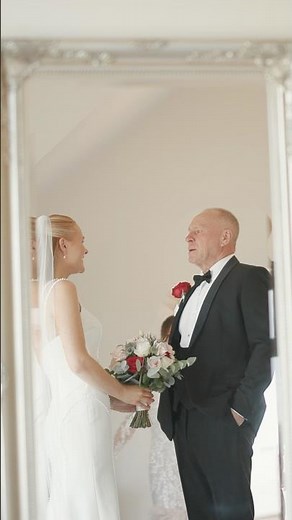 First look moments with the father of the bride #wedding #weddingfilm #fatherdaughter