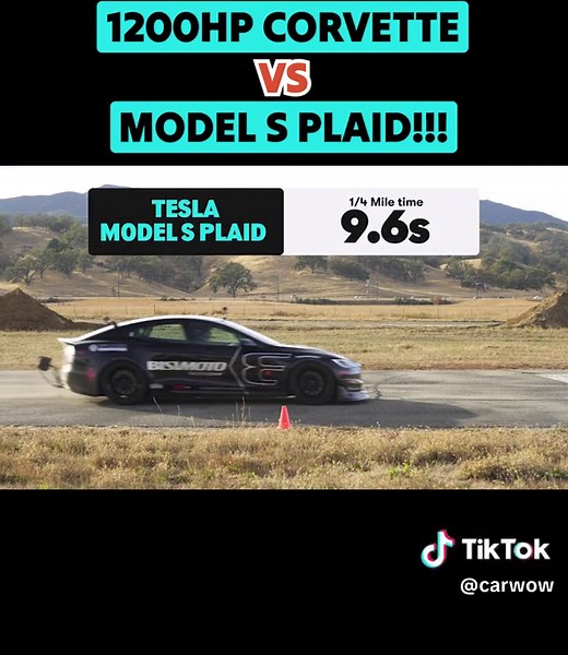 Drag Race: Tesla Model S Plaid vs Chevrolet Corvette C8