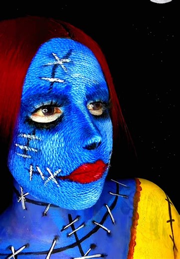 🌙🌚 SALLY y LA LUNA 💙🖤✨✨✨✨✨✨✨✨✨✨✨✨ ✨✨✨S I G U E M E✨✨✨✨ #sallymakeup #sallycosplay #xyzbcafypシ #sfxmakeup #yarn #wool #elextrañomundodejack #videoviral #lana #timburton #sallyface