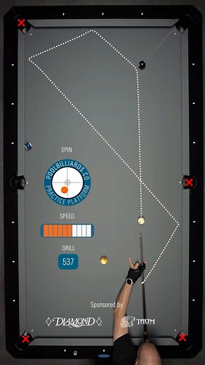 Third shot option taking cue ball three rails for the next ball to be played to the side. 4th variation coming soon! 🎯 Dedicated practice page: 🔒 www.poolbilliards.co/537 🔑 Membership required #pool #billiards #8ball #9ball #10ball | PoolBilliards.co