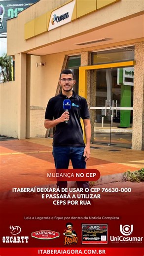 Itaberaí Agora on Instagram: "Os Correios concluíram o cadastramento completo dos logradouros de Itaberaí, encerrando o uso do CEP único que identificava toda a cidade. Com a mudança, cada rua e setor passa a contar com um código postal específico, medida que busca aprimorar a organização do sistema postal, facilitar a identificação dos endereços e tornar mais ágil a entrega de correspondências e encomendas, reduzindo falhas e atrasos no serviço. A consulta do novo CEP pode ser feita diretamente