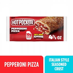 Hot Pockets Pepperoni Pizza Garlic Buttery Crust Frozen Snacks, Pizza Snack Made with Reduced Fat Mozzarella Cheese, 1 Count Frozen Sandwich 4.5 oz