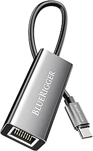 BlueRigger USB C to Ethernet Adapter (1000Mbps Type-C Gigabit Ethernet LAN Network Adapter, RJ45 to USB-C, USB 3.1, Thunderbolt 3/4) - Compatible with Laptop, Phone, Tablet, Nintendo Switch