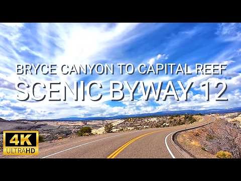 Scenic Byway 12 Scenic Drive - Bryce Canyon to Capitol Reef National Park in Utah in 4K
