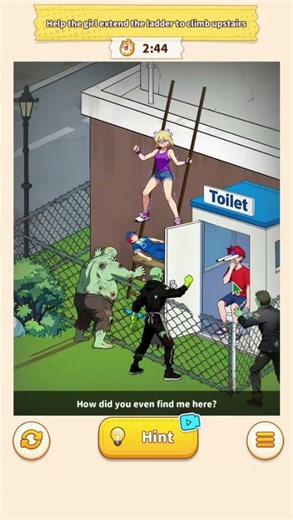 Brain Puzzle 3: Crazy Mind Zombie Crisis Help the girl extend the ladder to climb upstairs