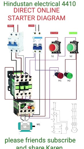 DIRECT ONLINE STARTER POWER AND CONTROL WIRING DIAGRAM#DOL WIRING#three phase motor wiring#youtube