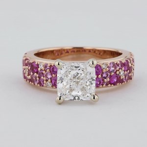 Our Mosaic Pink Sapphire Engagement Ring is a true masterpiece, with beautiful shades of pink coming together with sparkling diamonds and rose gold. https://bit.ly/3KsQ5OoPink | Shane Co.