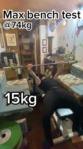 Tiny home bench test #maxbench #benchpress #maxtest #maxbenchpress #gymtok #fittok #weightlifting #bodybuilding #max #fyp #maxbench