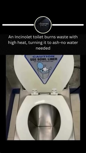 Forgotten Facts on Instagram: "An Incinolet is an electric toilet that incinerates waste into clean ash instead of using water or plumbing. Common in cabins, RVs, boats, and off-grid homes, it leaves behind only a small bit of ash to empty after each use. #science #toilet #evolve #fire"