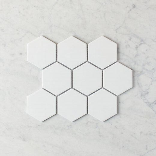 Meadow Springs Matte White Hexagon Mosaic Tile | TileCloud