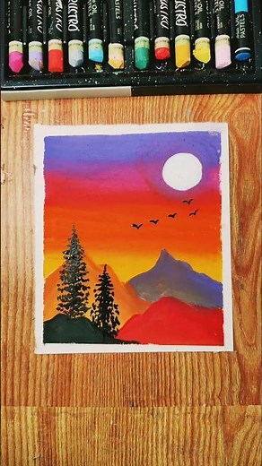 Step-by-Step Oil Pastel Drawing for Beginners//How to Blend Oil Pastels colour on painting#viral