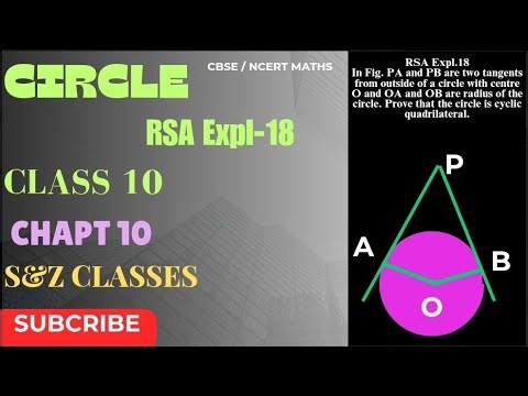 Circle | Class 10 | Chapt 10 | RSA Exmpl- 18 | CBSE | NCERT| S&Z Classes