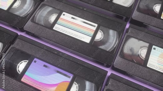 Old retro video cassette tapes vhs with a vintage films look and feel. Loop motion background Stock Video