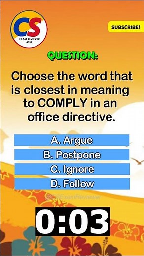 VOCABULARY Sample Question #30 | CIVIL SERVICE EXAM REVIEWER #csc #shorts #exam #entranceexam